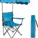 Homcosan Folding Camping Chair with Shade Canopy and Cup Holder Beach Chair with Canopy Shade Thicken 600D Oxford Portable Chairs Heavy Duty Support 330lbs for Outdoor, 1 count