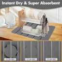 Stone Dish Drying Mat for Kitchen Counter, Eco-friendly, Instant Drying Pad,Diatomaceous Earth Water Absorbing Mat, Foldable and Super Absorbent Dish Drying Stone Mat, 16"12", Dark Gray