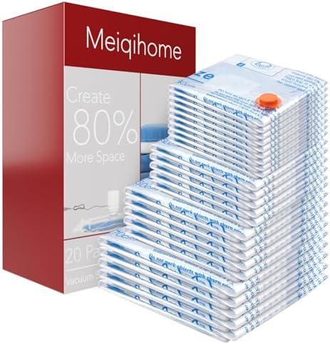 Vacuum Storage Bags 20 Combo (4 Jumbo/4Large/4 Medium/4 Small/4 Roll), Plastic Packaging Bags,Space Saver Sealer Bags for Clothes, Pillows, Comforters, Blankets, Bedding