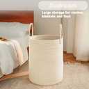 JMvicyroam Large Woven Laundry Basket Hamper,60L Cotton Rope Storage Bin for Blankets,Toys and Clothes,Decorative Tall Nursery Hamper for Living Room,Baby Nursery,Bathroom and Bedroom,Beige