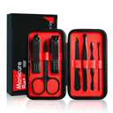 Manicure Set Gift for Men, Stocking Stuffers for Husband Teen Boy, 7 in 1 Finger and Toe Nail Clippers Kit, Men Personal Care Tools Accessories Pedicure Kits with Travel Case Nail Grooming Kit (Black)