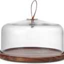 Mikasa Glenwood Wood Cake Plate Stand with Glass Dome, 9.75 inch
