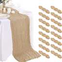 16PCS Beige Cheesecloth Table Runner 10FT Table Runner Cheesecloth 35x120Inch Boho Gauze Cheese Cloth Table Runner Long Rustic Sheer Table Runners for Wedding Party Baby Bridal Shower Table Decor