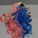 Pink and Blue Wig Cosplay Wig Long Wavy Wigs for Women Middle Part Wig 26 inch Natural Curly Synthetic Heat Resistant Fiber Wigs for Cosplay Halloween Costume Party Use