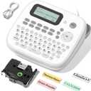 Label Maker Waterproof Labels, Labeler Machine with Tape, D210s Labeling Maker, 16+ Bolder/Handwritten Fonts & Intuitive Shortcut Keys, 12mm Removable Freezer Food Labels for Jars/Containers/Bottle (white)