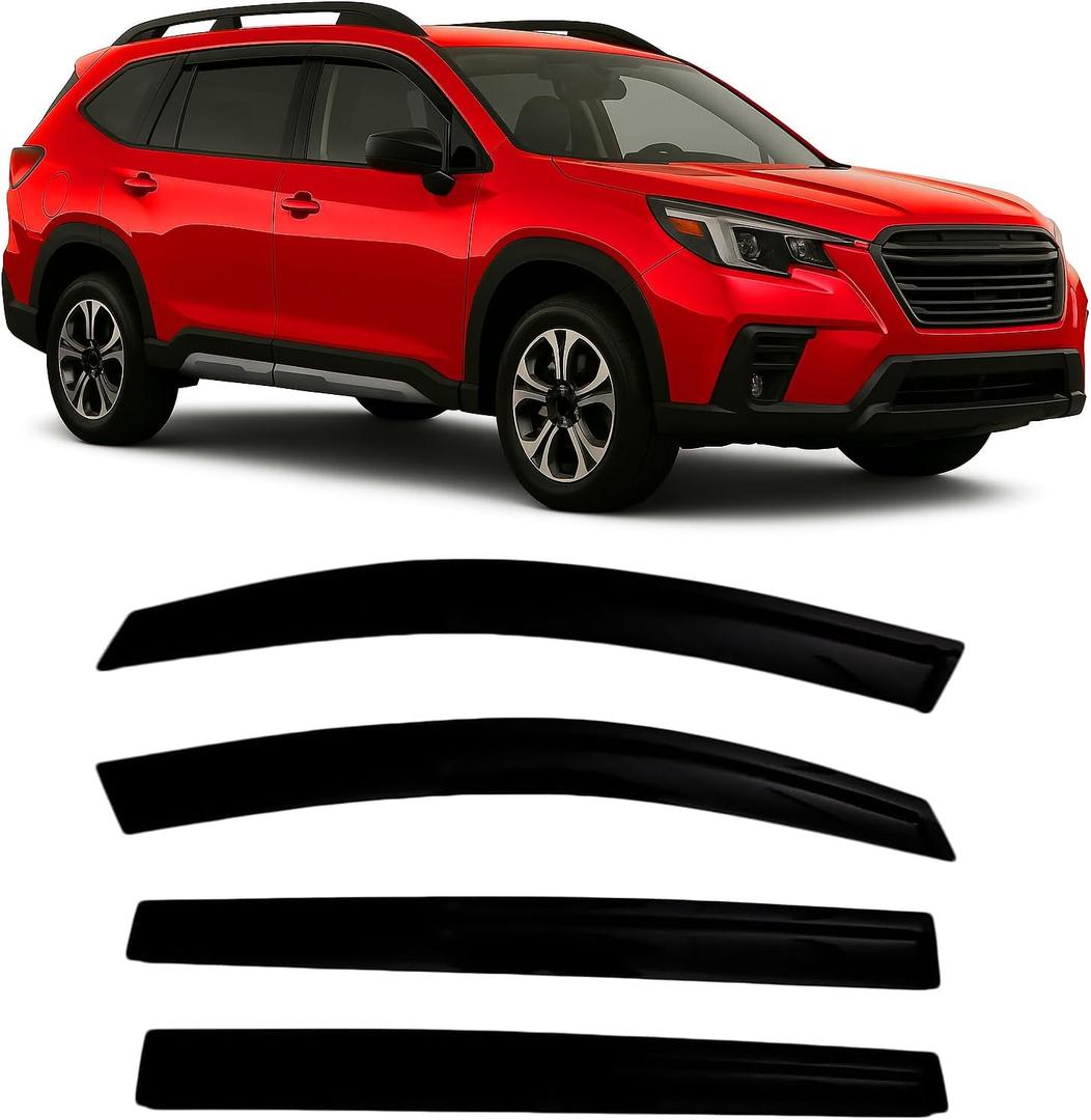 2019-2025 Tape-On Side Window Visor Deflectors for Subaru Ascent Smoke Tinted Rain Guards Premium Onyx Limited 2020 2021 2022 2023