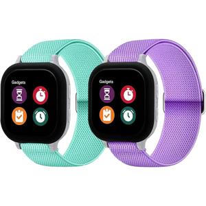 2 Pack Stretchy Nylon Band Compatible with Gizmo Watch 3 2 1/Gabb Watch 3 2 1/SyncUP/Cosmo JrTrack Band Soft Elastic Strap with Adjustable Buckle