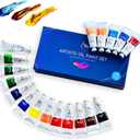 Oil Paint Set 18 Colors, 37ml/1.25 oz Tubes | Basic Colors, Creamy, High Pigment, Smooth Blending