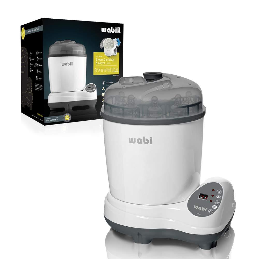 Wabi Baby 3-in-1 Electric Steam Sterilizer, Hot Air Dryer & Storage System, Kills 99.9% of Germs for Bottles, Nipples & Breast Pump Parts
