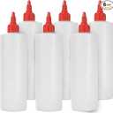 5pack Plastic Squeeze Bottles for Sauces - 16oz Condiment Squeeze Bottles for Liquids - BPA Free Squirt Bottle with Twist Cap - Ketchup, Syrup, Oil, Dressings, Honey & Arts and Crafts