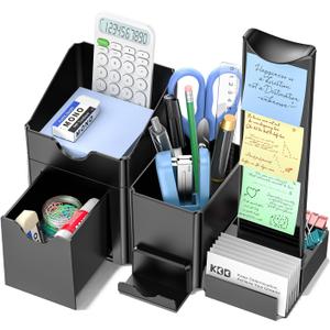 KDD Pen Organizer with Headphone Holder - Pencil Holder for Desk with Drawer and Card Holder - Multi-Functional Desk Organizer Set for Home Office Accessories Art Supplies