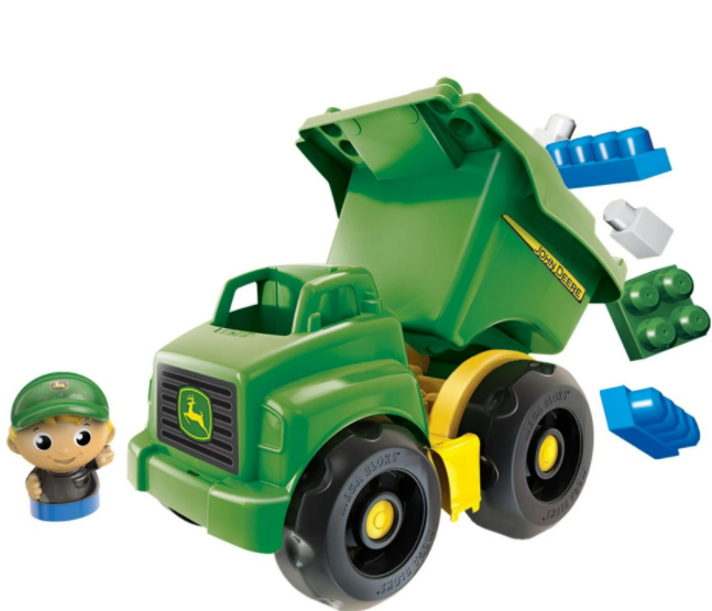 MEGA BLOKS John Deere Toddler Building Blocks Toy Set, Dump Truck Green
