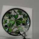 Stained Glass Window Hanging - Ireland Green Lucky Clover Suncatcher for Doors Garden St. Patrick's Day Sun Catchers Decor Mother's Day Birthday for Women Men Mom Nana 6.3 in