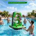 Inflatable Football Toss Game for Pool Floating Water Football Target with 4 Balls & 2 Pumps, Stable Base Outdoor Backyard & Beach Games Summer Pool Party Game for Kids, Teen & Adults