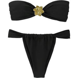 Women's Bandeau Strapless Bikini Sets Sexy Brazilian Swimsuits 2 Pieces (Medium, Black) Women's Bandeau Strapless Bikini Sets Sexy Brazilian Swimsuits 2 Pieces (Medium, Black)