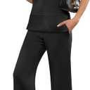 ANRABESS Women's 2 Piece Sets Summer Travel Airplane Outfits Sleeveless Wide Leg Casual Lounge Matching Sweat Set Sweatsuits (Large, Black)