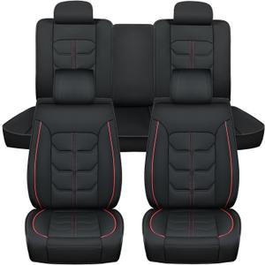 Nilight Car Seat Covers Custom Fit 2007-2024 Jeep Wrangler JK JL 4-Door Waterproof Faux Leather Cushion Full Set with Split Bench 40/60 for Unlimited Sahara Rubicon Willys Chief Moab