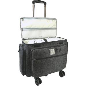 Rolling Sewing Machine Bag with Five 360-Degree Rotating Wheels,Sewing Machine Carrying Case Fits for Most Standard Sewing Machines,YKK zipper,Hard Bottom Pad (Black)