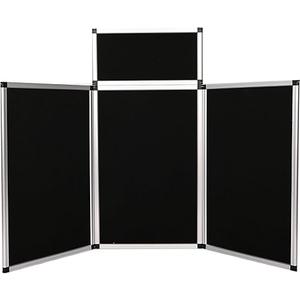 3+1 Panel Trade Show Presentation Board 70.8 x 35.4 Trifold Poster Display Board Folding 3 Panel Exhibition Boards Double Sided Tabletop Display Grey Hook & Loop-Receptive Fabric with Bag