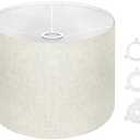 OTTOSEA Beige Drum Lampshade 13''Top X 13'' Bottom X 10'' High, for Table, Floor & Bedside Lamps Natural Linen Hand Crafted, Easy Assembly Required， Includes E26-E14-11mm Adapter Ring