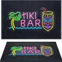 Preboun Tiki Bar Mat 12 x 18 Inches Thick Rubber Fluorescent Pattern Non Slip Bar Mat for Countertop Entertaining and Vibrant Home Service for Coffee Kitchen Restaurants