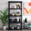 IRIS USA 5-Shelf Heavy Duty Plastic Storage Shelves, 750lb Capacity, 73" H x 36" W x 18" D, Large Modular Shelving Unit Storage Organizer for Garage, Home, Warehouse & Gym, Storage Rack - Black, 5 Tier | 18"d X 36"w X 73"h