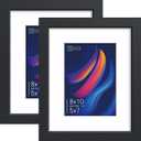 8x10 Picture Frame 2 Pack, Black Wood, 5x7 Mat, Glass, for Photo Print
Tempered Glass, Acid-Free Mat, Vertical or Horizontal Tabletop and Wall Display, for Gallery Wall, Home and Office