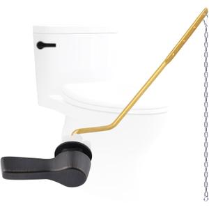 Hygie Rinse Metal Toilet Handle Lever Flush Replacement, Universal Side Mount Toilet Handle with Stainless Steel Flapper Chains, Toilet Repair Kit, Oil Rubbed Bronze