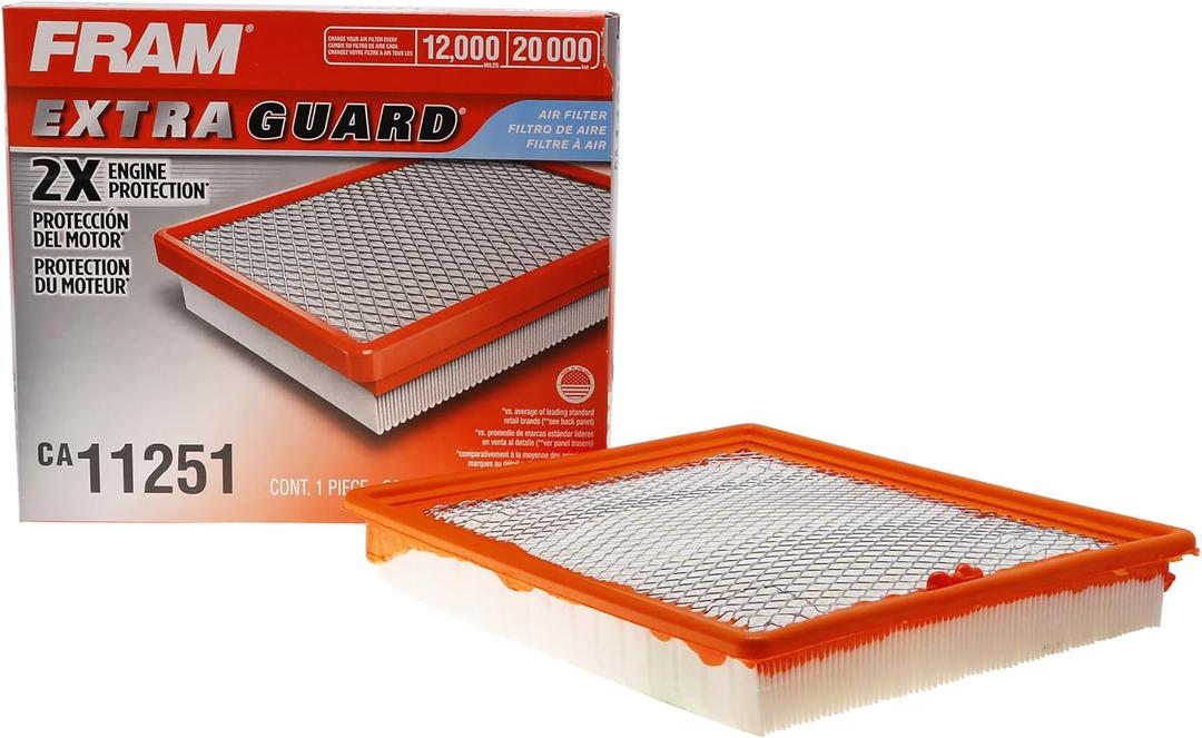 FRAM Extra Guard CA11251 Replacement Engine Air Filter for Select Chevrolet, Buick and Cadillac Models, Provides Up to 12 Months or 12,000 Miles Filter Protection (One Size) FRAM Extra Guard CA11251 Replacement Engine Air Filter for Select Chevrolet, Buick and Cadillac Models, Provides Up to 12 Months or 12,000 Miles Filter Protection (One Size)