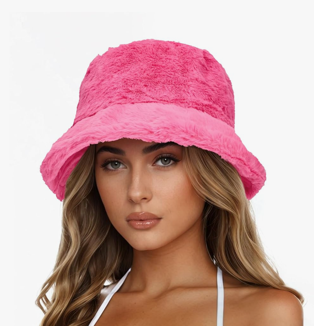 Zando Fuzzy Bucket Hats for Woman & Men- Fashion Warm Winter Faux Fur Hats Cute Soft Fluffy Rave Fisherman Cap