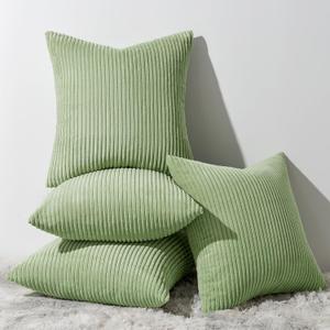 Topfinel Sage Green Decorative Throw Pillow Covers Set of 4,Soft Velvet Modern Double-Sided Designs Match Cushion Cases for Home Decor, Pillow Inserts Not Included (16x16 inch)