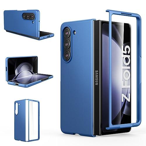 Foluu Slim Fit Case for Samsung Galaxy Z Fold 5 Case, with Front Built-in Screen Protector, Ultra Thin Matte PC Protective Cover for Samsung Galaxy Z Fold5 5G 2023 (Blue)