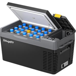 BougeRV 12 Volt Refrigerator, CRPRO 21 Quart 12V Car Fridge, Portable Freezer (-8~50), Compressor Electric Cooler with 12V/24 DC, 110-240 AC for Outdoor Camping Overlanding Truck RV SUV Van