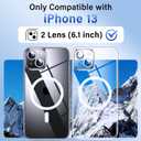 Magnetic Hybrid Clear Case for iPhone 13 - [Compatible with MagSafe] [Built-in Camera Protector] [Not Yellowing] Hard Transparent Back Silicone Edge Phone Case Cover, 6.1", Clear