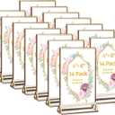 14 Pack Acrylic Sign Holder 4x6 Gold Frames, Wedding Table Number Holders Double Sided Vertical Clear Display Stand, Picture Holders for Tables, Menus, Flyers, Party and Office Decor
