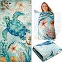 Zhanmai Microfiber Sea Turtle Beach Towel 30 x 60 Inches Bath Towels Pool Quick Drying Beach Blanket Sandproof Blanket for Adults Travel Sports Swim Spa