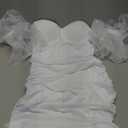 Sexy White Dresses for Women Bodycon Off Shoulder Short Mesh Sleeve Cocktail Party Dress White, Size M