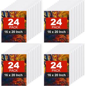 Tenceur 24 Pieces Canvas Boards for Painting 16 x 20 Inch Canvas Panel Bulk Stretched Painting Boards 100% Cotton for Acrylic, Oil Paint, Watercolor Paint for Artists, Adults