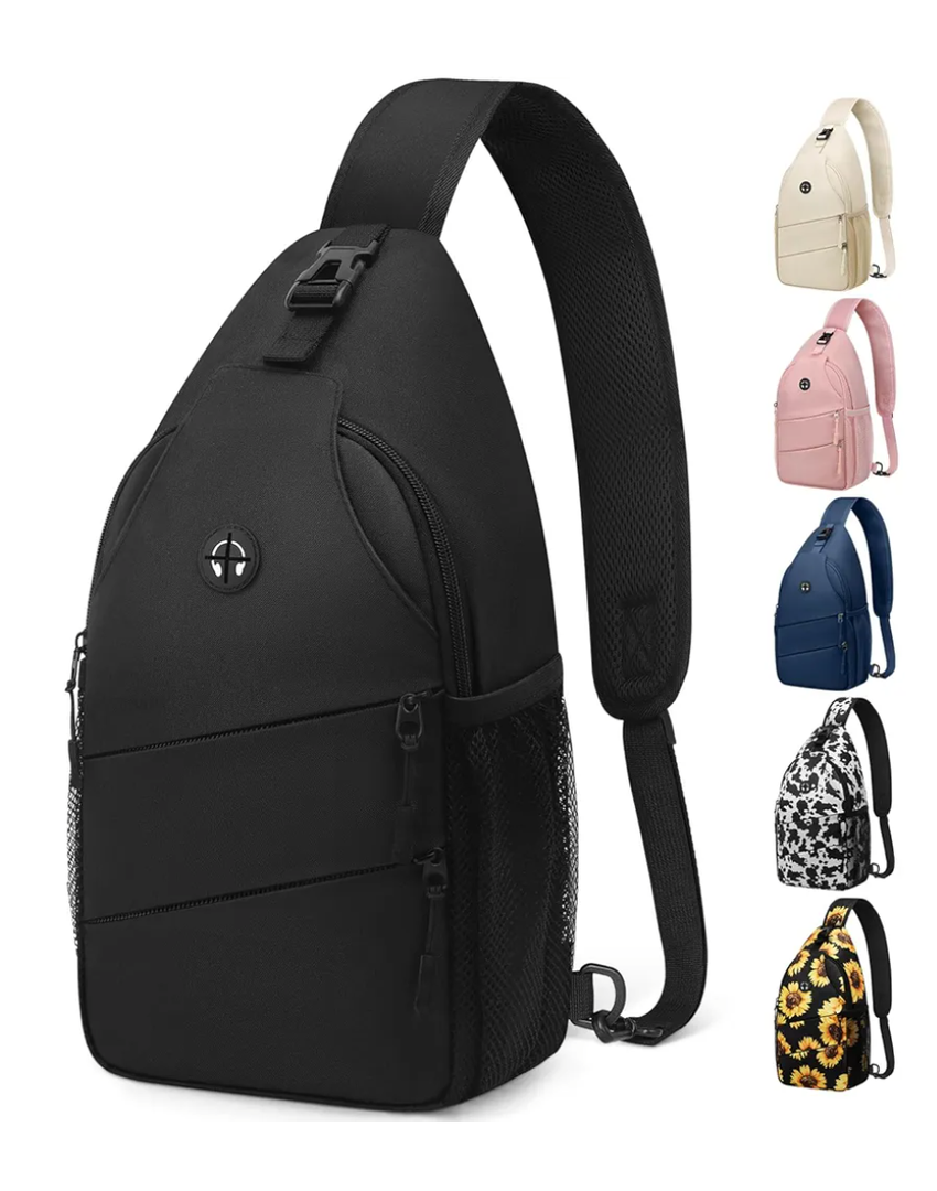 Pritent Crossbody Bags for Women Men Trendy Sling Bag Bakpack Casual Chest Bag with Convertible Shoulder Strap Travel Cross Body Bag for Hiking Traveling Outdoors, Medium
