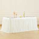 Partisky Light Ivory Pleated Ruffle Table Cloth for Wedding Baby Shower Display Table,Wrinkle Resistant Polyester Table Skirt for Rectangle Tables 6ft