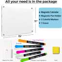 Acrylic Note Board Refrigerator Dry Erase Board Magnetic Clear 15x11 Includes 4 Dry Erase Markers