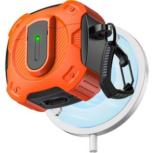 RFUNGUANGO for AirPods 4th Generation Case, 2024 New Space Theme Case. Compatible with AirPods 4th Generation, with Locking Feature, Military Grade Drop Protection, Works with MagSafe.[Orange]