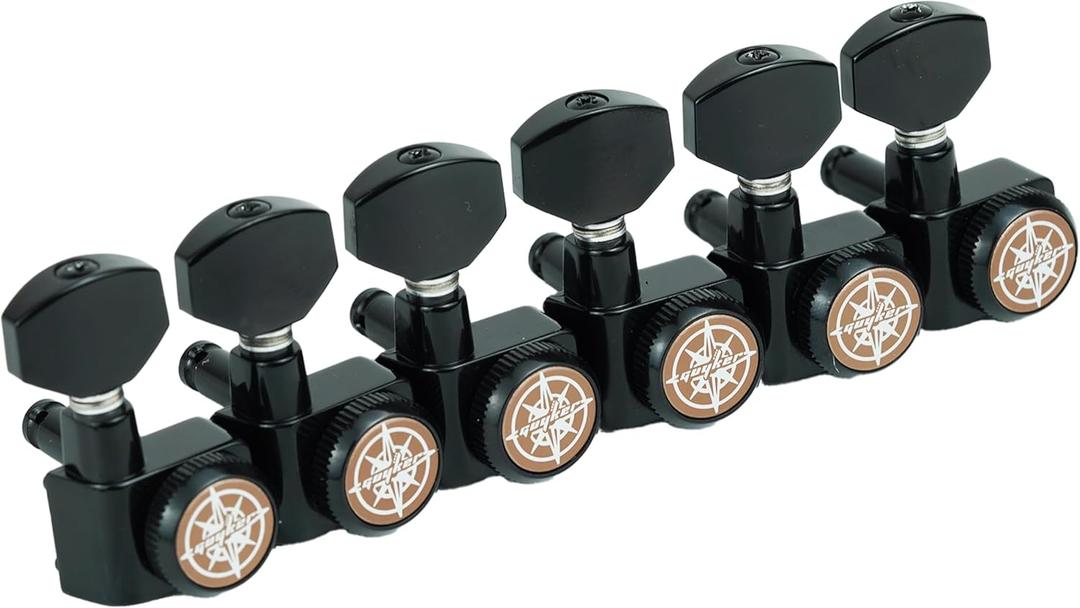 Guyker 6 In-line Guitar Locking Tuners  1:18 Locking Tuning Key Pegs Tuners  Black