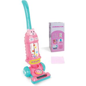 FS Kids Vacuum Toy That Really Works with Lights & Sounds, Pretend Play Toy Vacuum for Toddlers 1-3, Toddler Vacuum Toys for Ages 18M+ Girls, Cleaning Toy with Ball-Popping, Pink