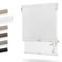 Boolegon Dual Roller Shades, Cordless Double Window Shades Blackout and Light Filtering Shades with Valance, Day and Night Roller Blinds for Home Office Door, Linen White & White