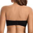 ANGOOL Strapless Bra for Women Padded Non-Slip Silicone Bandeau Bra Seamless Comfortable Wirefree Tube Top Bralette (Black, Small)