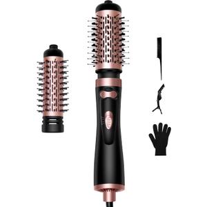 3 in 1 Rotating Hair Dryer Brush, Auto Rotating Blow Dryer Brush Spinning with 2 Brushes (2" & 1.5"), Negative Ionic Brush Blow Dryer, Round Brush Blow Dryer Volumize Curling 100-120V