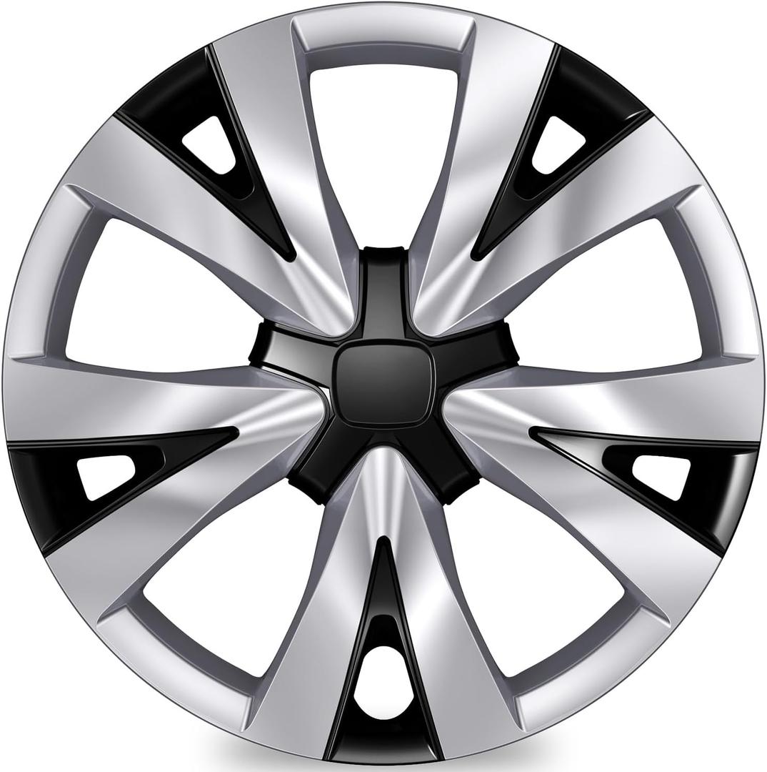 4-Pack Hubcaps Compatible with Honda Civic Sedan 2022 2023 2024 2025, 16 inch 16" Steel Wheel, Wheel Covers Skins, Snap On Tire Cover Replacement (Silver and Black)