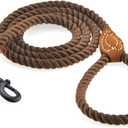 Mile High Life Dog Leash, Braided Cotton Rope Leashes with Leather Tip - Heavy Duty Metal Clasp, 4FT, 1/2" Thick - Wedding, Walking & Training Leash for Small Medium Large Dogs (Dark Brown)