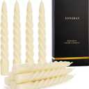 7 inch Beeswax Taper Candles Set of 8, Spiral Bees Wax Tapered Candle - Unscented, Handmade Beeswax Candles for Dinner Wedding Party (Ivory)